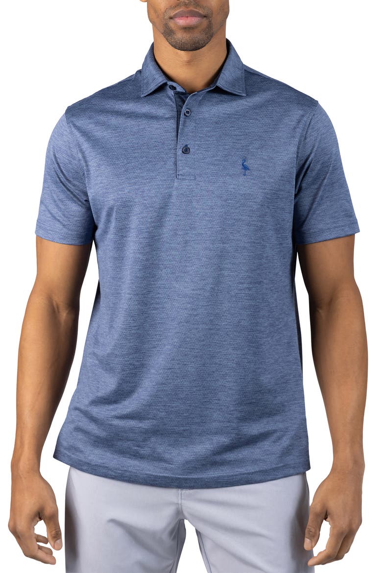 Mélange Mesh Performance Polo, Main, color, DENIM BLUE