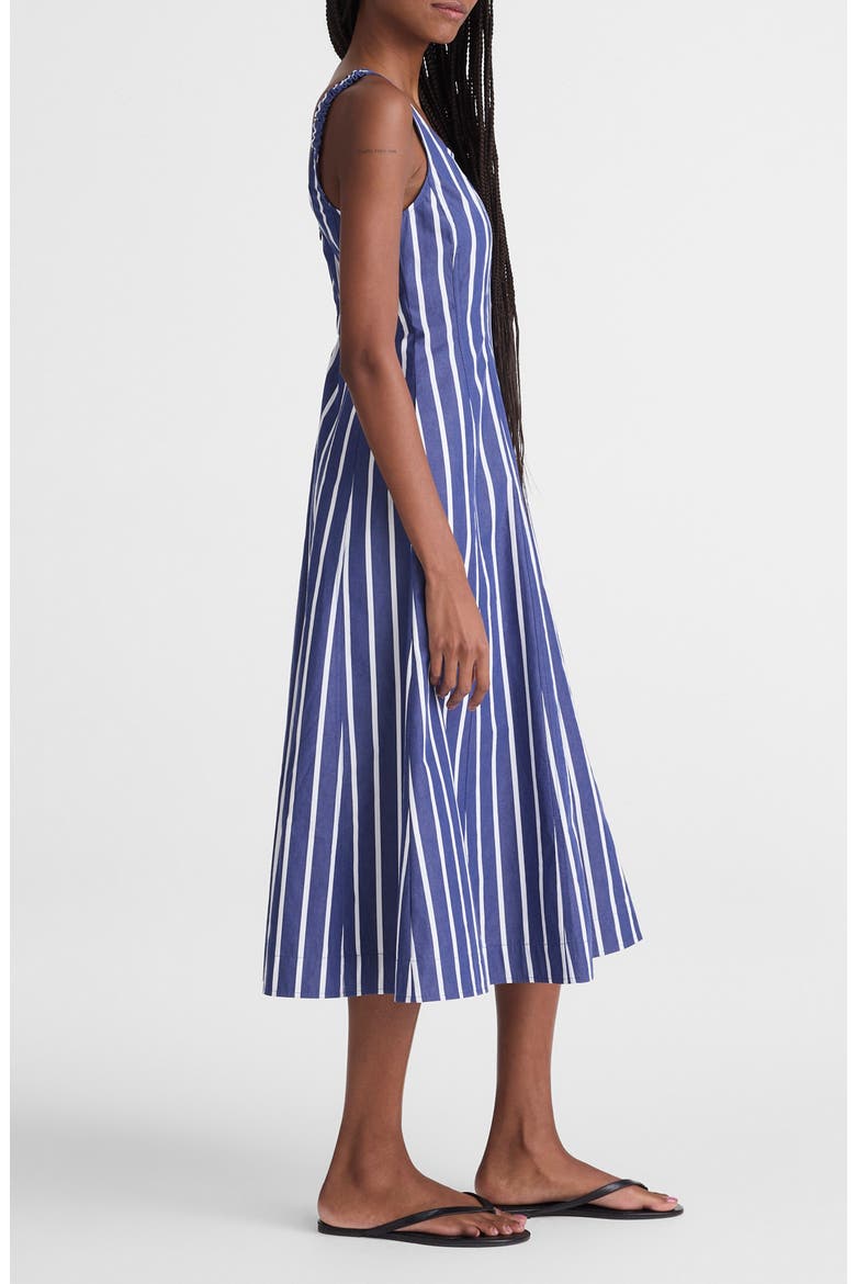 Rylie Stripe Poplin Midi Dress, Alternate, color, COOL NAVY