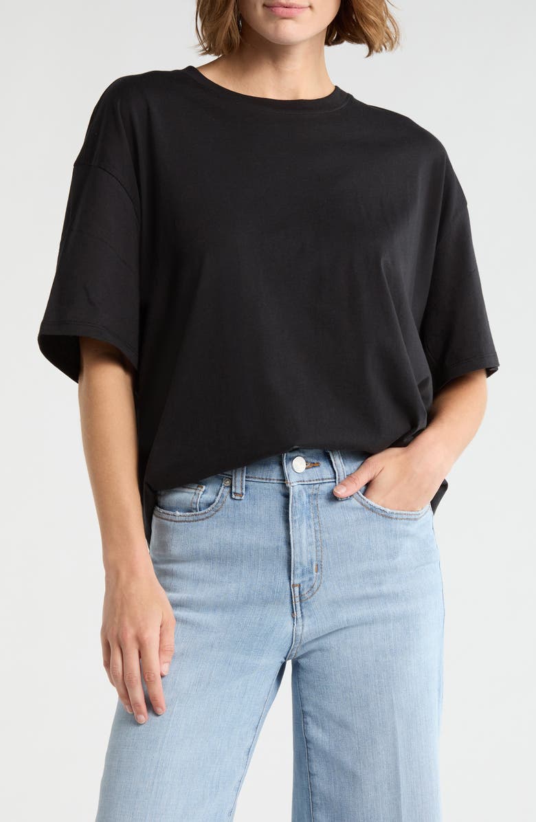 FRAME The Plus One Pima Cotton T-Shirt, Main, color, Black