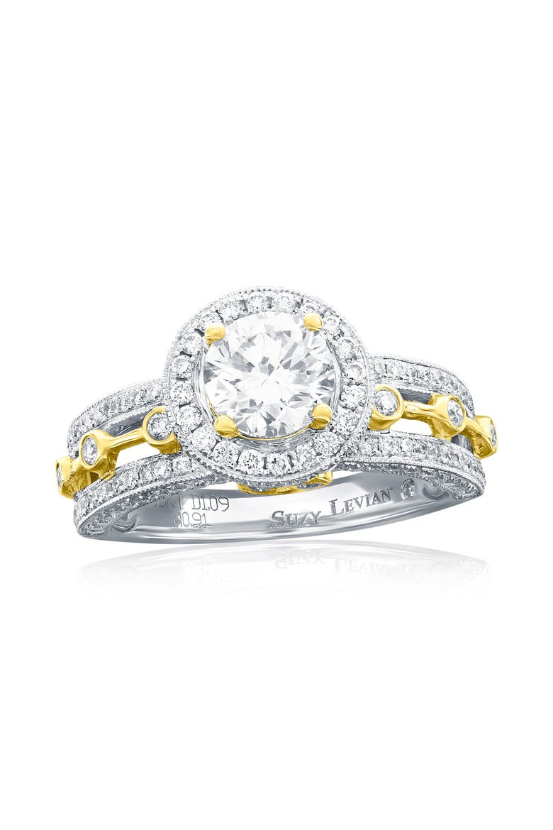 18K White & Yellow Gold 1.09ct GIA-Certified Diamond & 0.91cttw Diamond Ring, Main, color, White/Yellow Gold