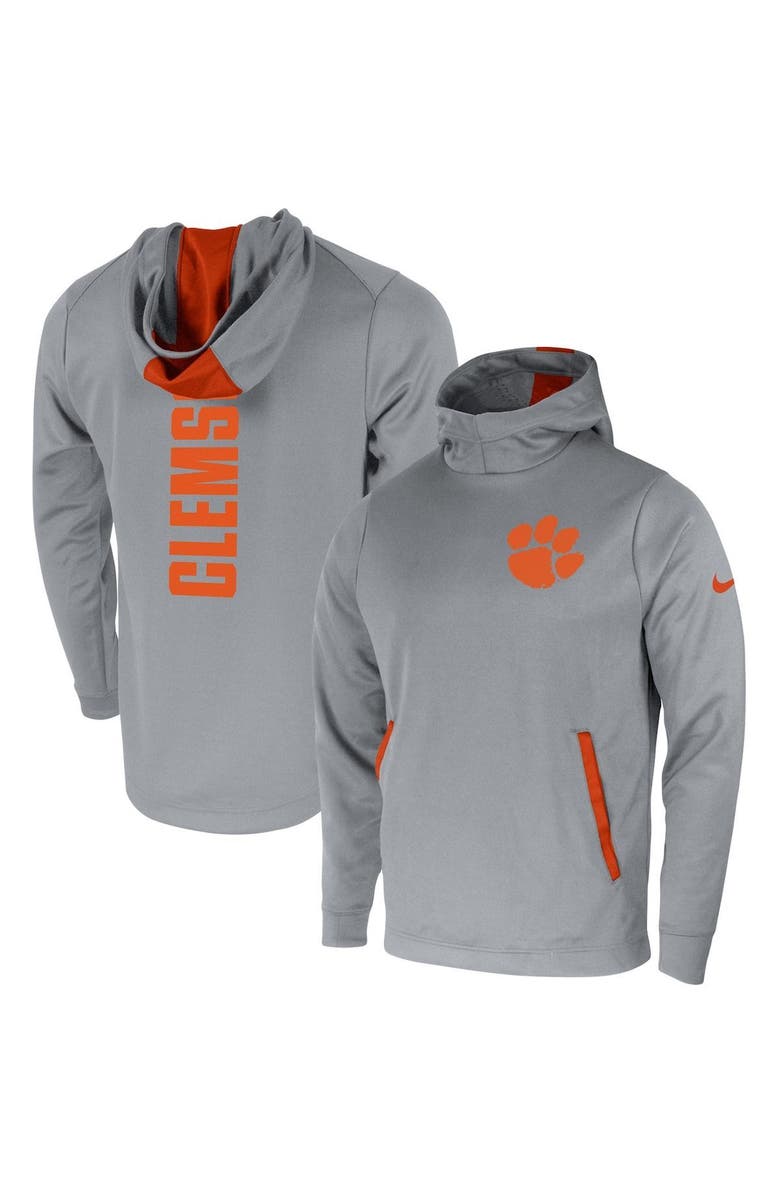 Nike Men's Nike Gray Clemson Tigers 2-Hit Performance Pullover Hoodie, Alternate, color,