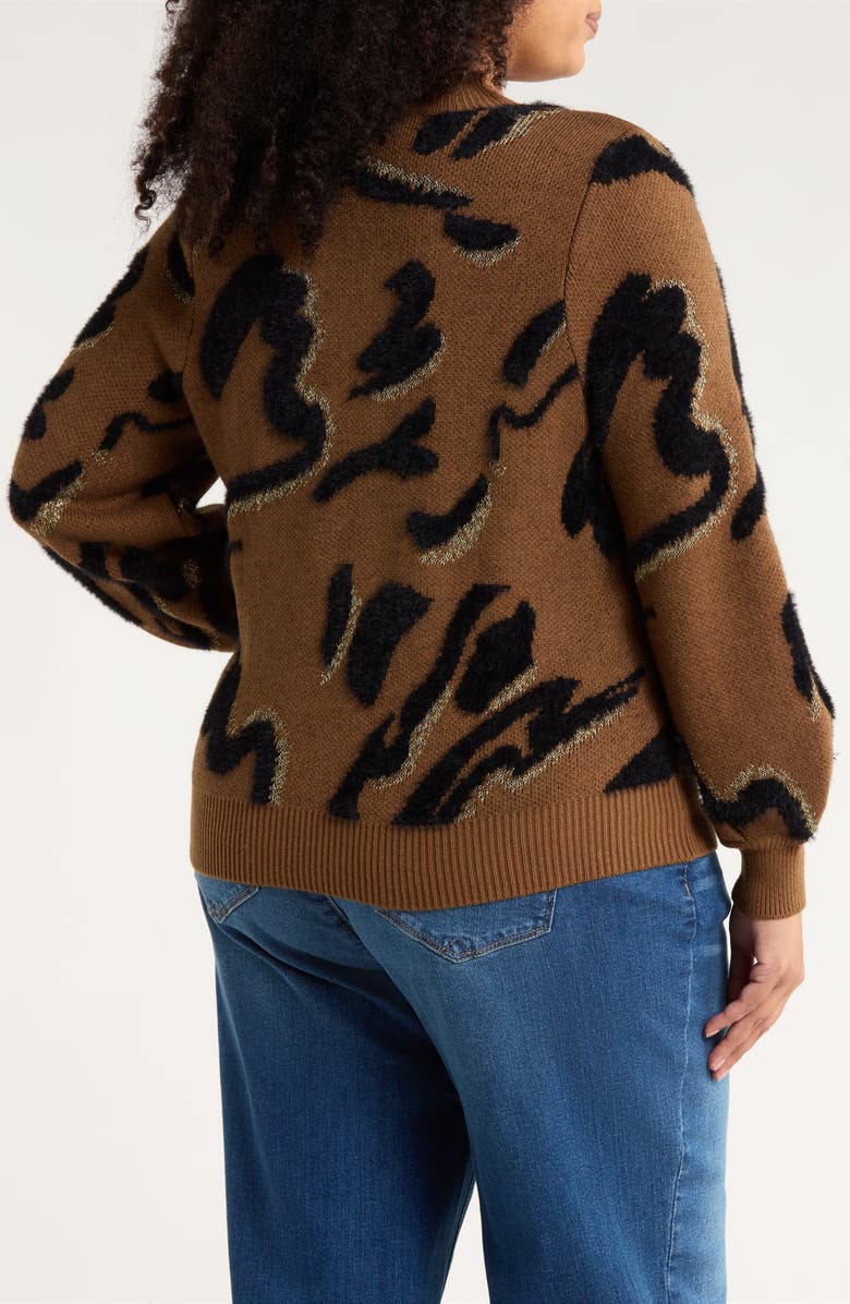 Wit & Wisdom Overlap Mock Neck Sweater, Alternate, color, Golden Brown/ Black