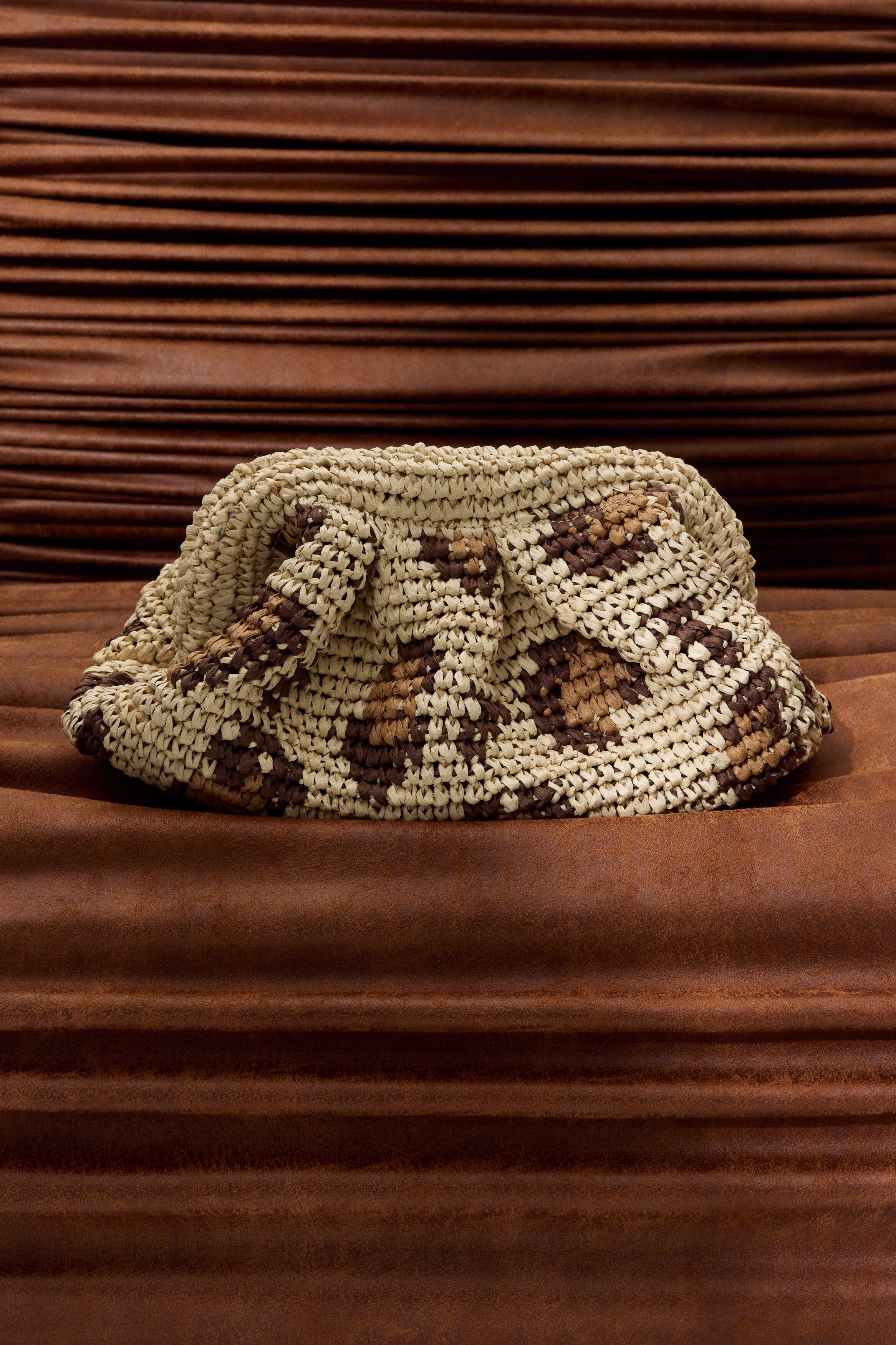 H&M Straw Clutch, Alternate, color, Beige/Leopard Print