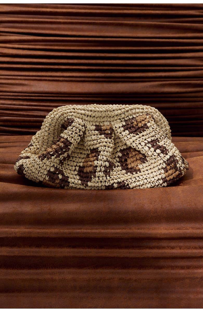 H&M Straw Clutch, Alternate, color, Beige/Leopard Print