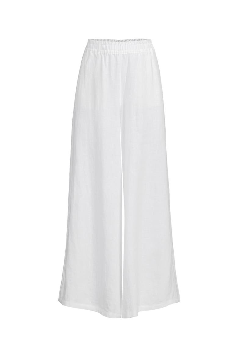 Linen High Rise Palazzo Pants, Alternate, color, White