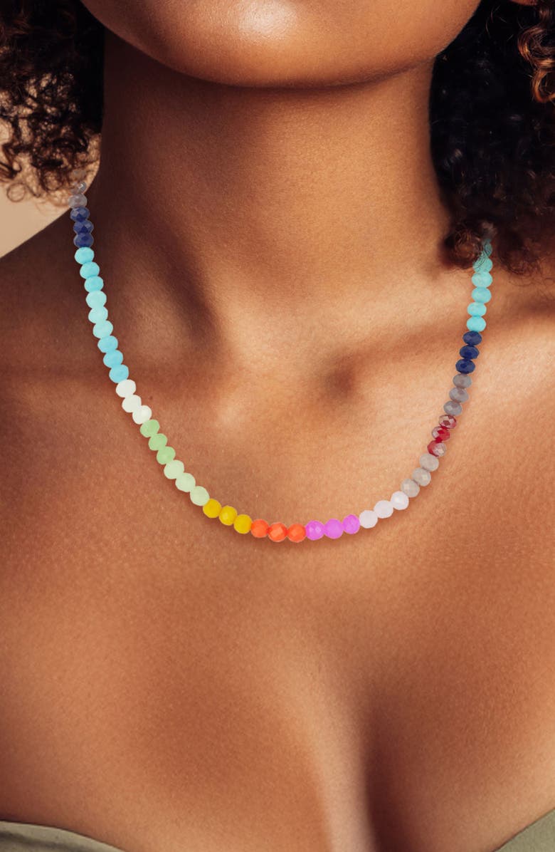 SPHERA MILANO Multicolor Beaded Necklace, Alternate, color, Multi Beads