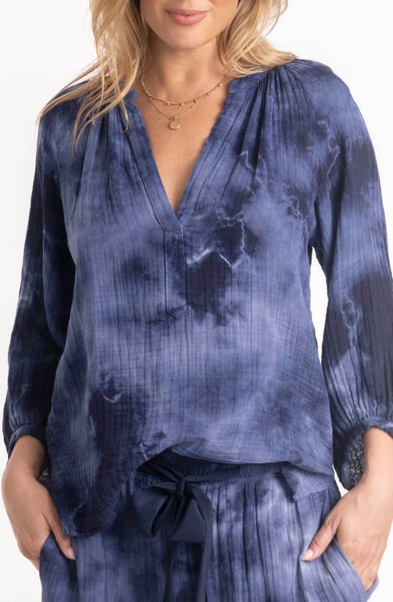 ocean+main Tie Dye Gauze Top, Main, color, Milky Way Navy Tie Dye