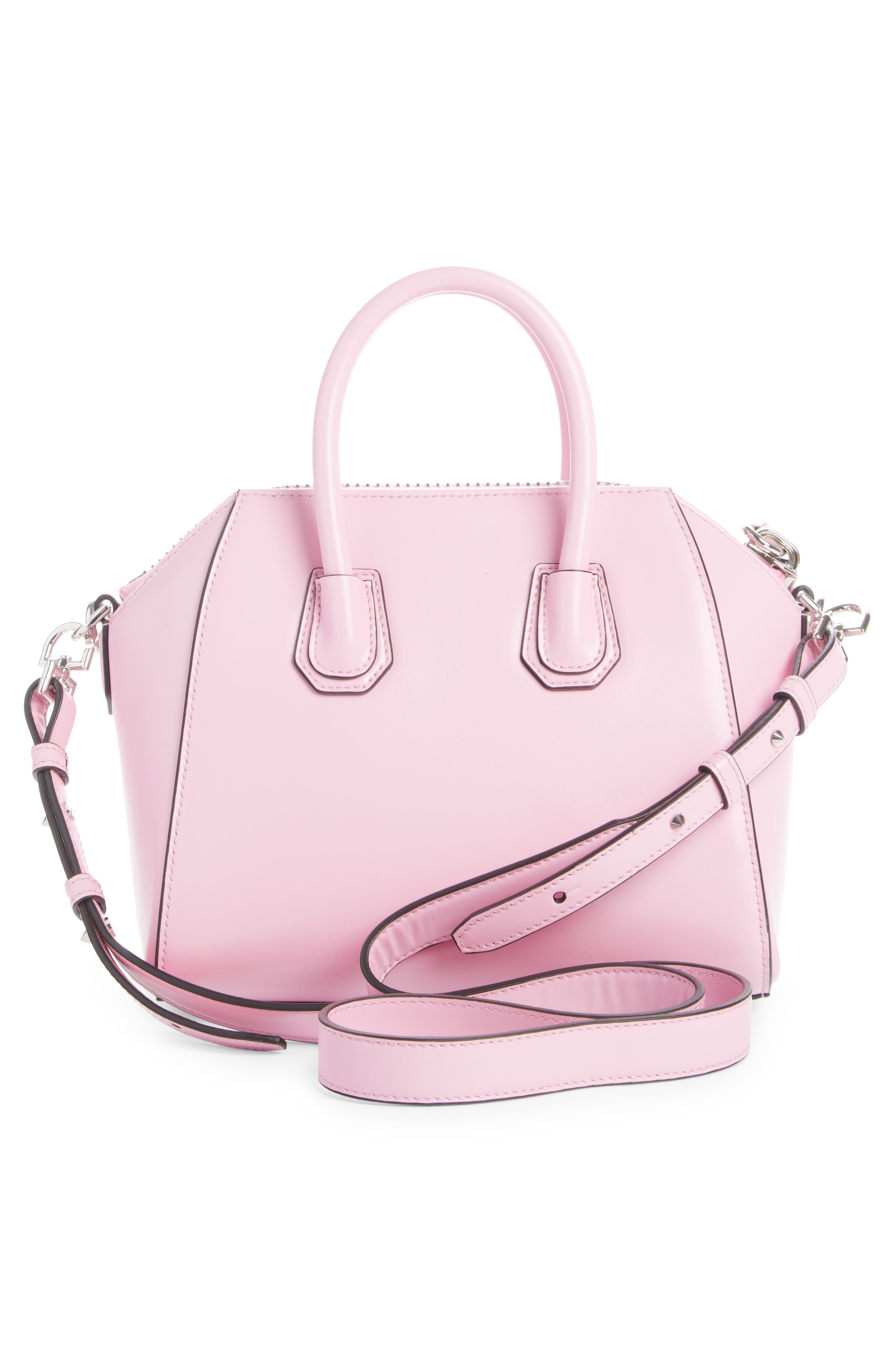 Mini Antigona Leather Satchel, Alternate, color, BABY PINK