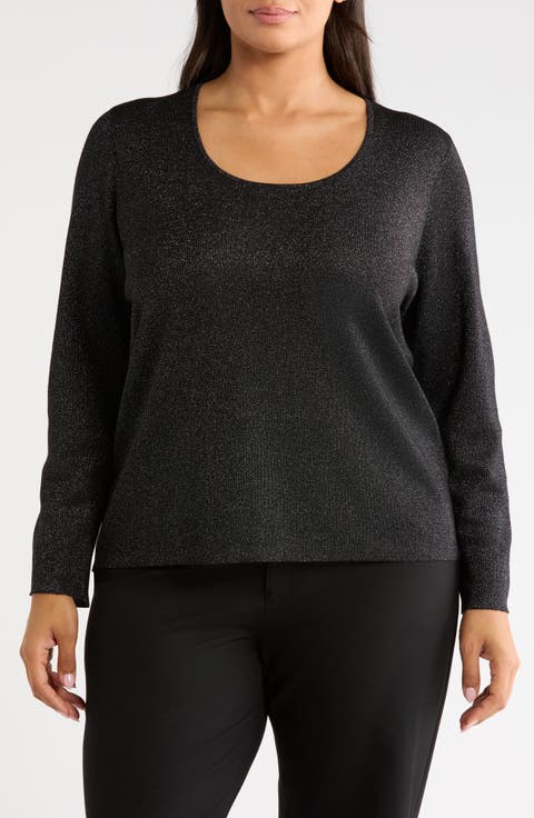 Metallic Wool U-Neck Sweater
