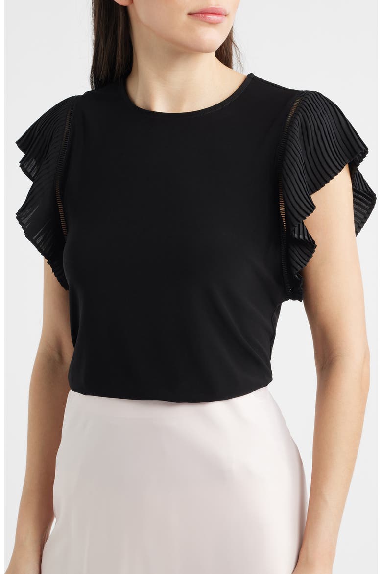 Pleat Sleeve Top, Alternate, color, ANNE BLACK