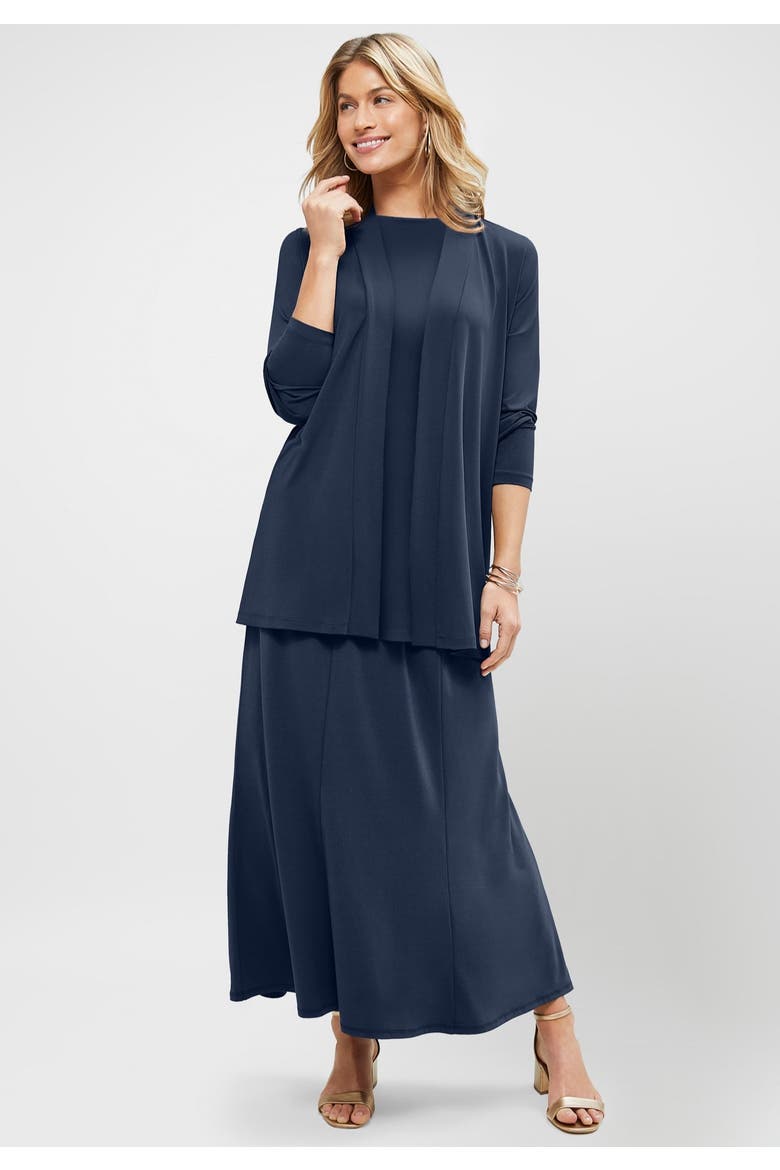 Stretch Knit Open Front Knit Topper, Alternate, color, NAVY
