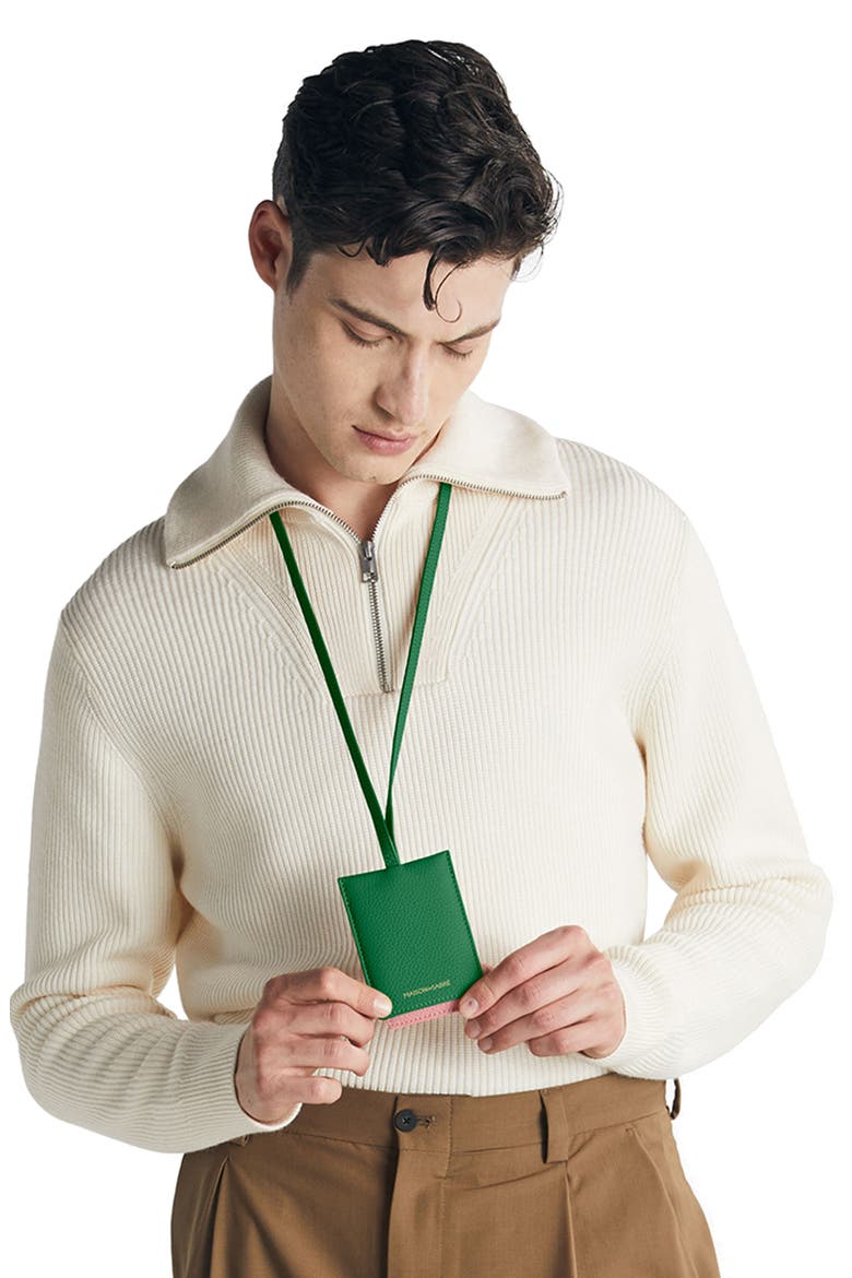 Leather ID Lanyard, Alternate, color, Emerald Lily