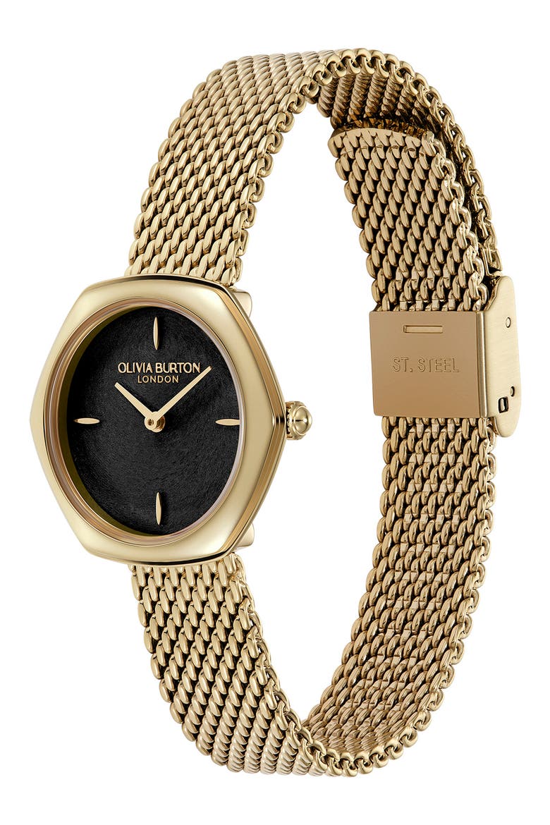 Charing Mesh Strap Watch, 28.5mm, Alternate, color, BLACK