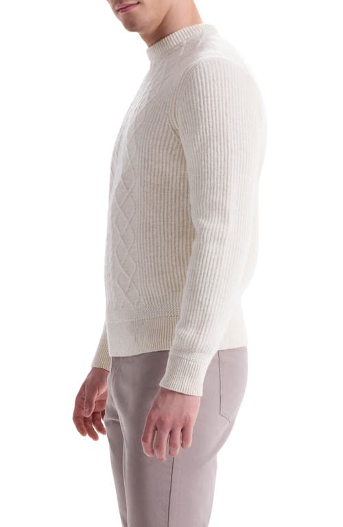 Bugatchi Cable Stitch Crewneck Wool Blend Sweater In Neutral