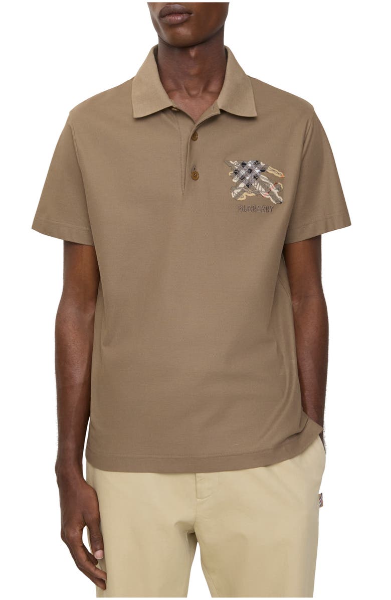 Burberry EKD Check Cotton Polo Shirt, Main, color, Clay Brown