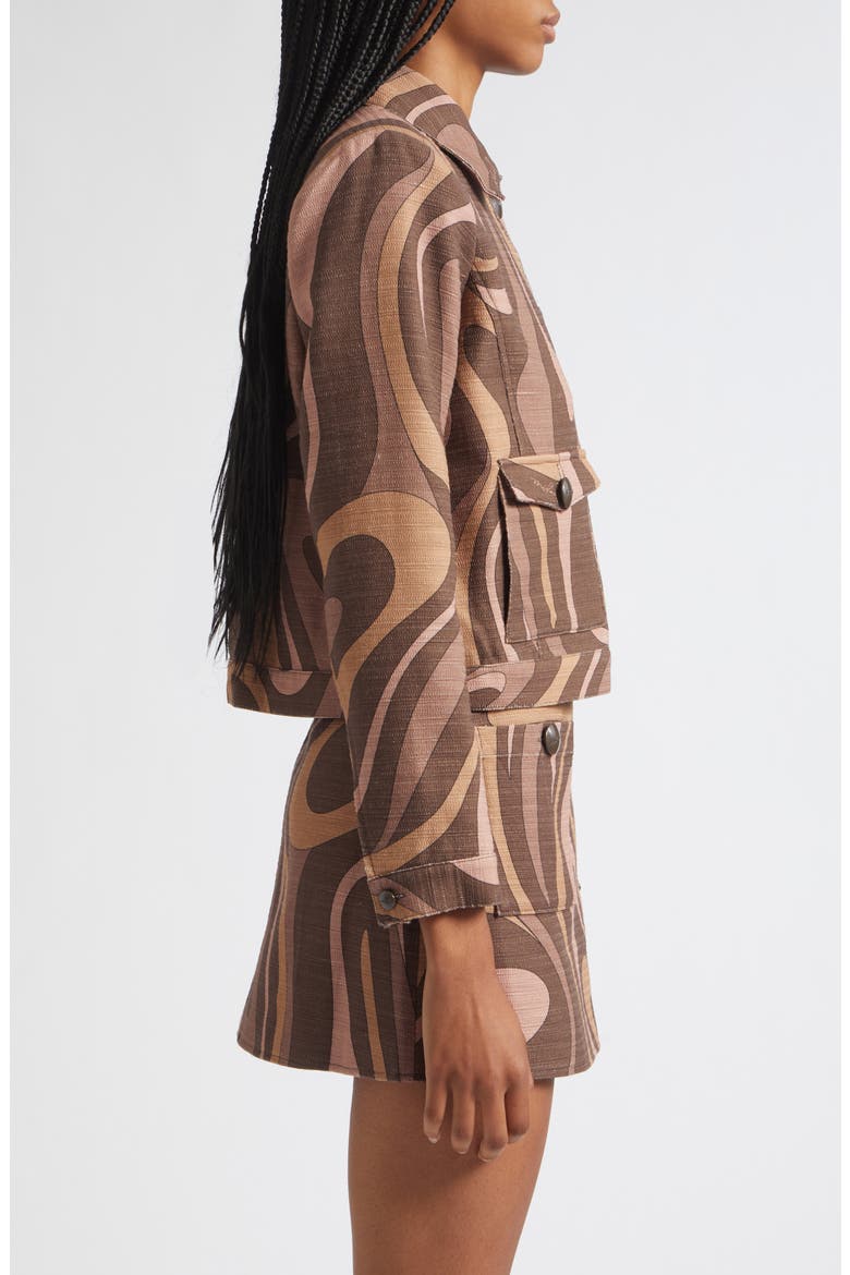 Nyx Abstract Crop Jacket, Alternate, color, SEPIA BROWN MULTI ABSTRACT