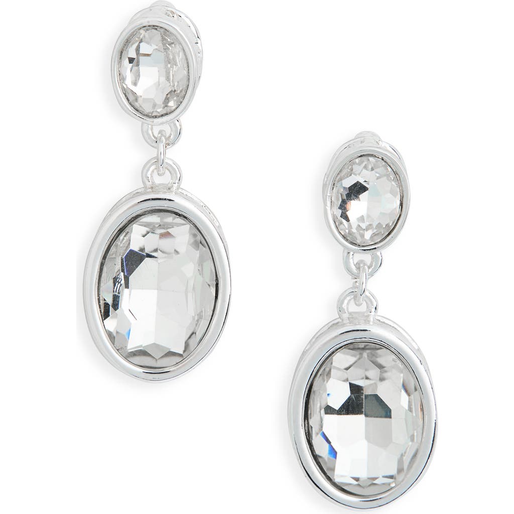 Nordstrom Rack Bezel Set Crystal Drop Earrings In Silver