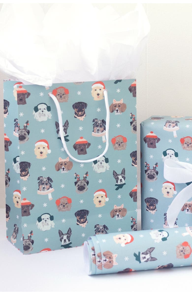 Joy Paper Co. Holiday Dogs Gift Bag Card Set, Alternate, color, Festive Red And Green