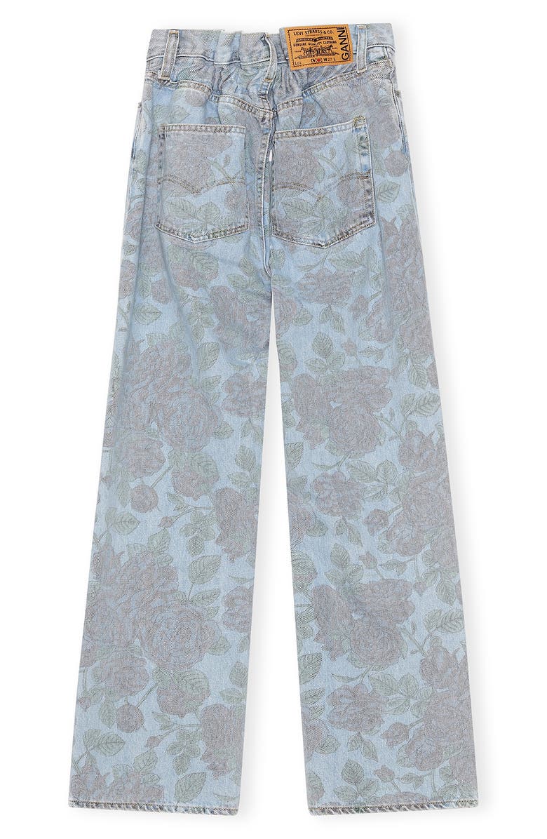 Ganni x Levi's<sup>®</sup> Floral Print Paperbag Waist Wide Leg Jeans, Alternate, color, 