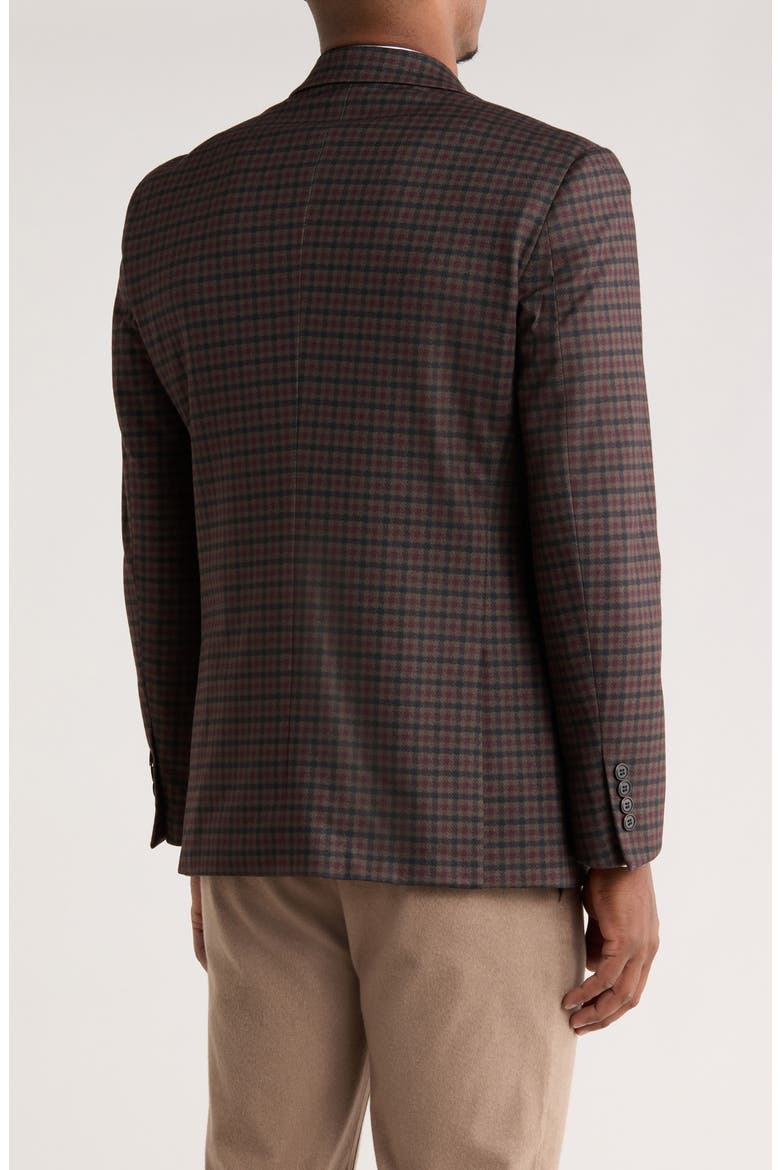 Slim Fit Plaid Stretch Knit Blazer, Alternate, color, BROWN