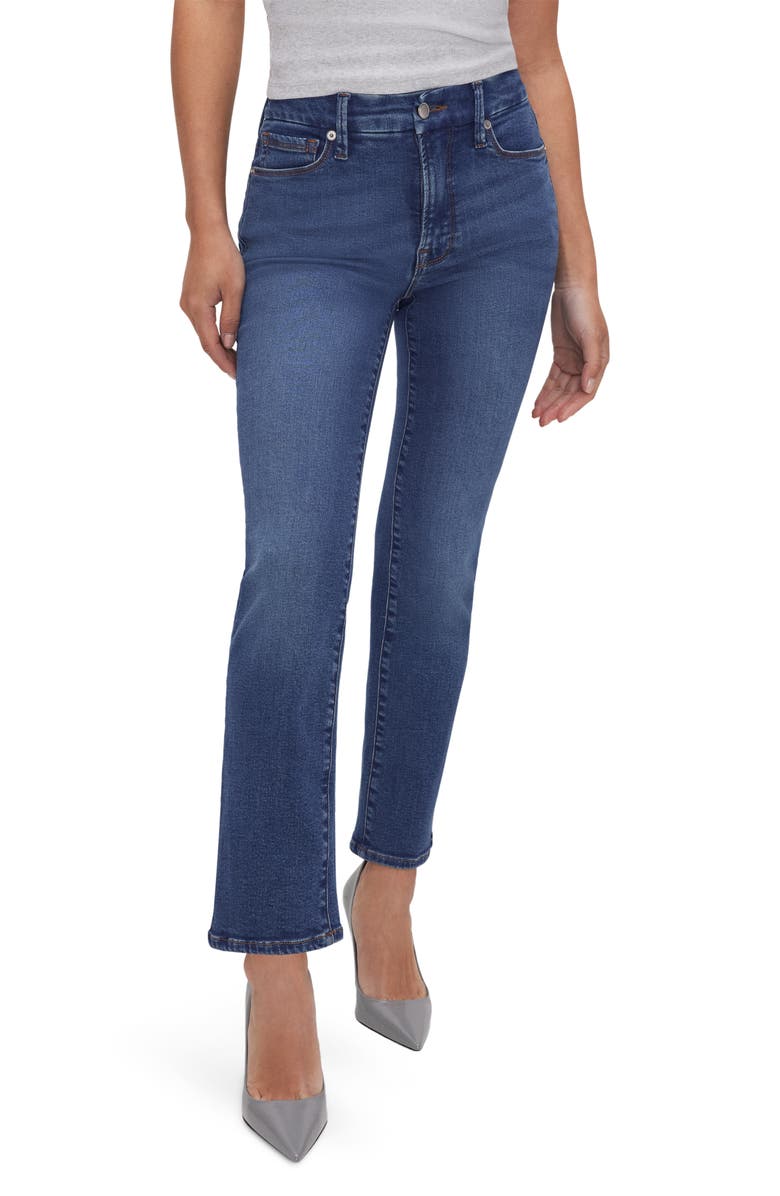 Good American Good Petite Straight Leg Jeans, Main, color, Blue007
