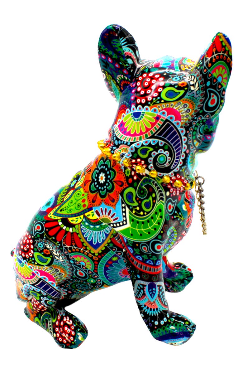 INTERIOR ILLUSIONS Sitting Flower French Bulldog Art Sculpture, Alternate, color, Multi-Color