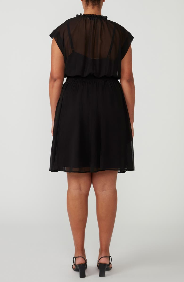 Estelle Utah Smocked Waist Tie Neck Dress, Alternate, color, Black