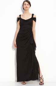 Alex Evenings Cold Shoulder Ruffle Gown