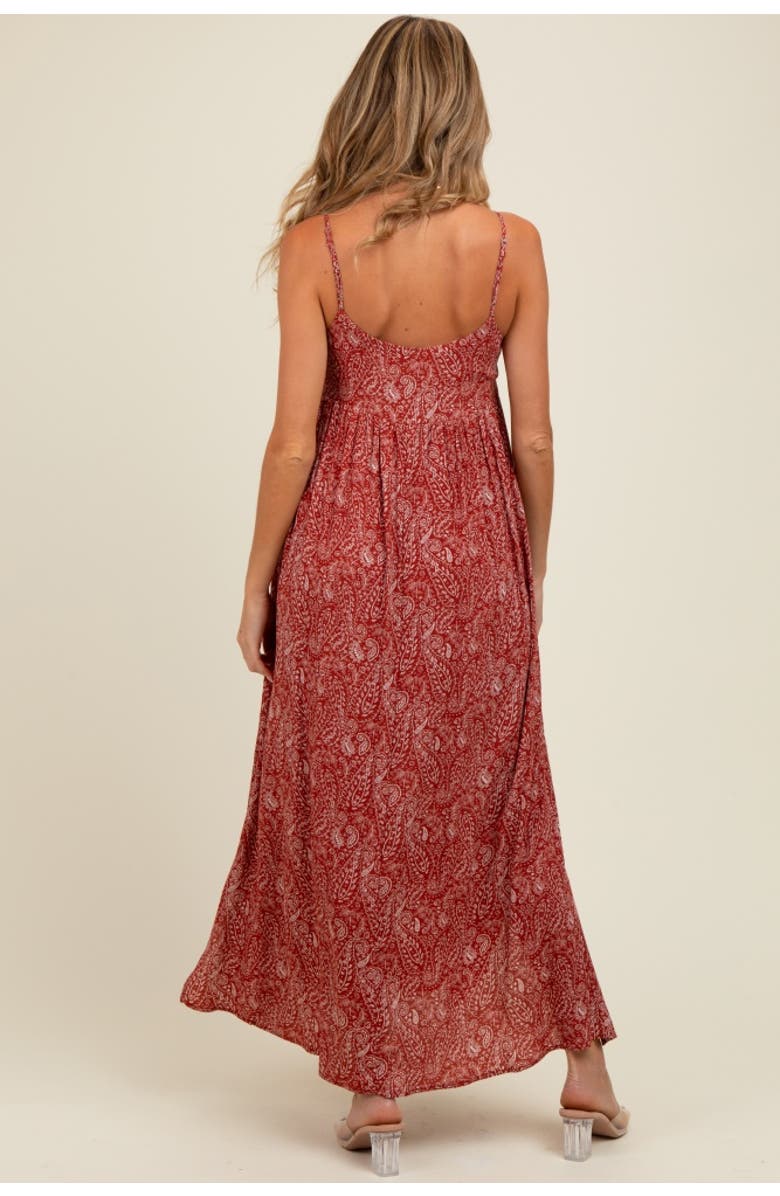 PinkBlush Paisley Print Sleeveless Side Slit Maxi Dress, Alternate, color, Rust