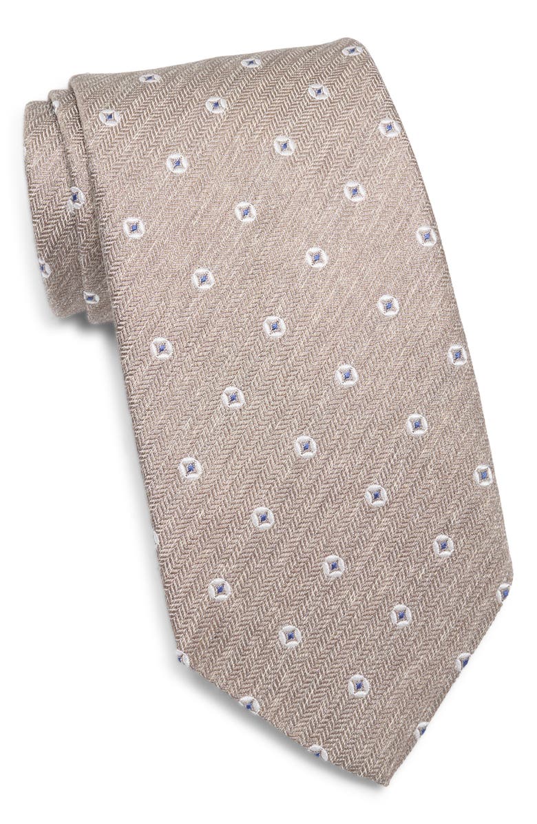 David Donahue Neat Silk Tie, Main, color, Dune