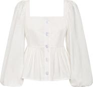 The Lulo Project Hacienda Balloon Sleeve Cotton Peplum Top