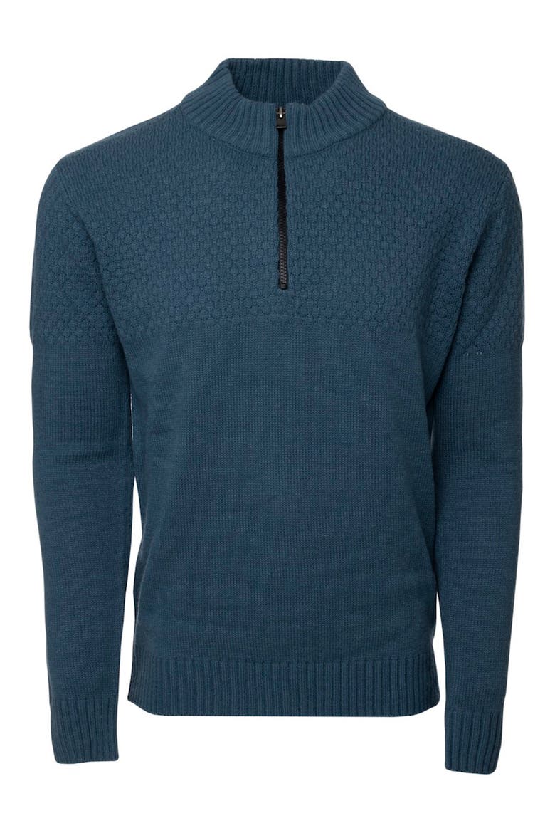 Honeycomb Knit Quarter-Zip Pullover Sweater, Alternate, color, BLUE
