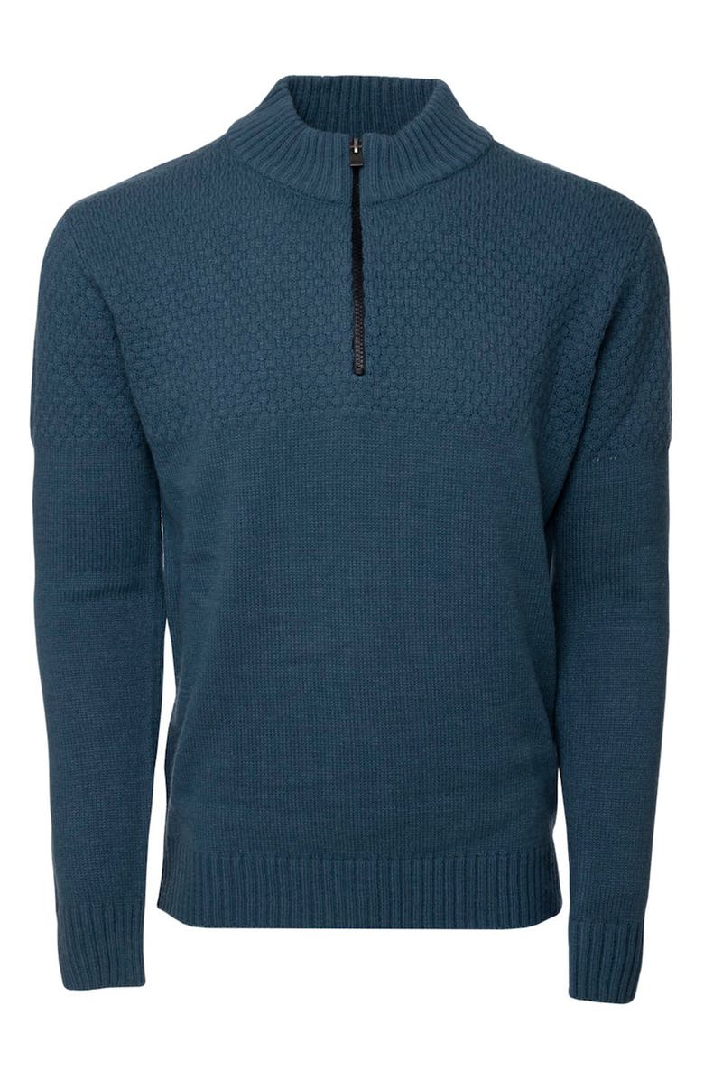 XRAY Honeycomb Knit Quarter-Zip Pullover Sweater, Alternate, color, Blue
