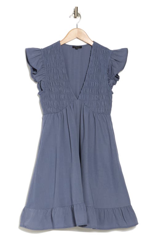 WISHLIST WISHLIST SMOCKED CAP SLEEVE POCKET BABYDOLL MINIDRESS 