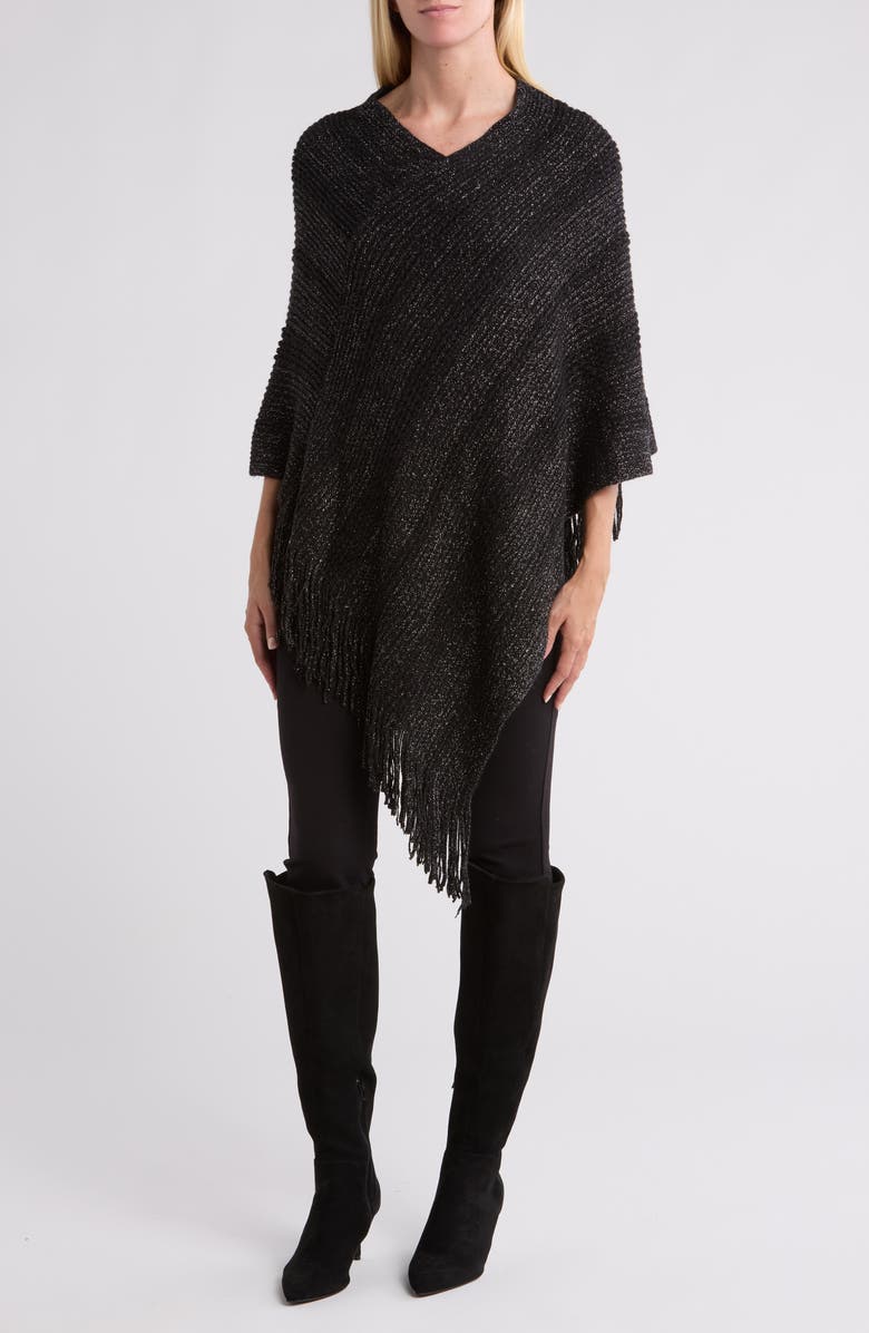 Nanette Lepore Metallic Knit Poncho, Main, color,