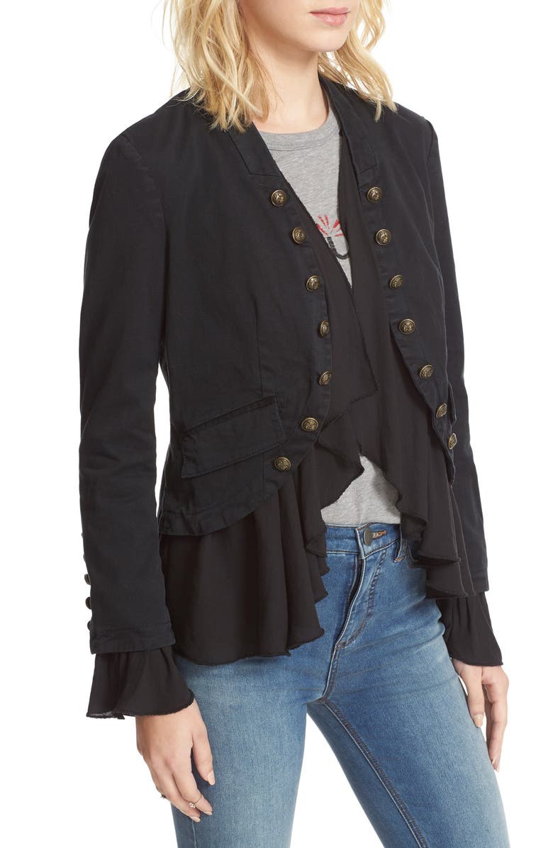 Free People Romantic Ruffle Jacket, Alternate, color, 