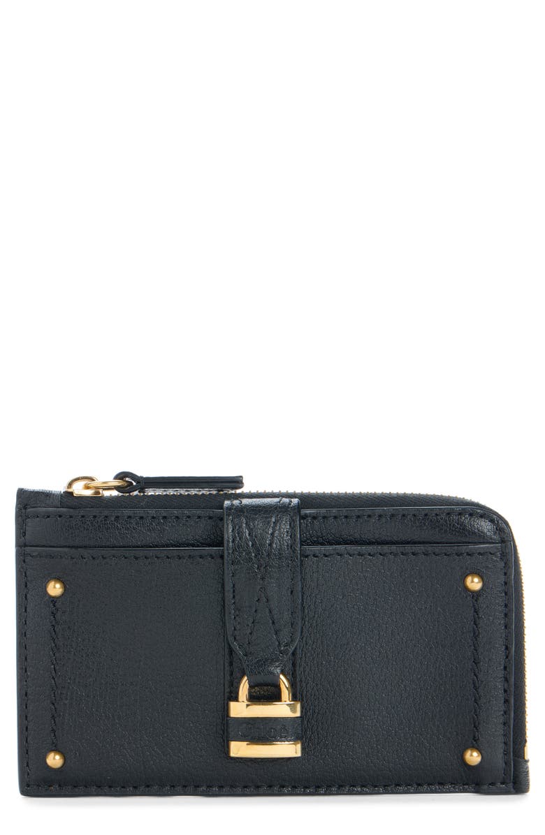 Chloé Small Paddington Leather Zip Wallet, Main, color, Black