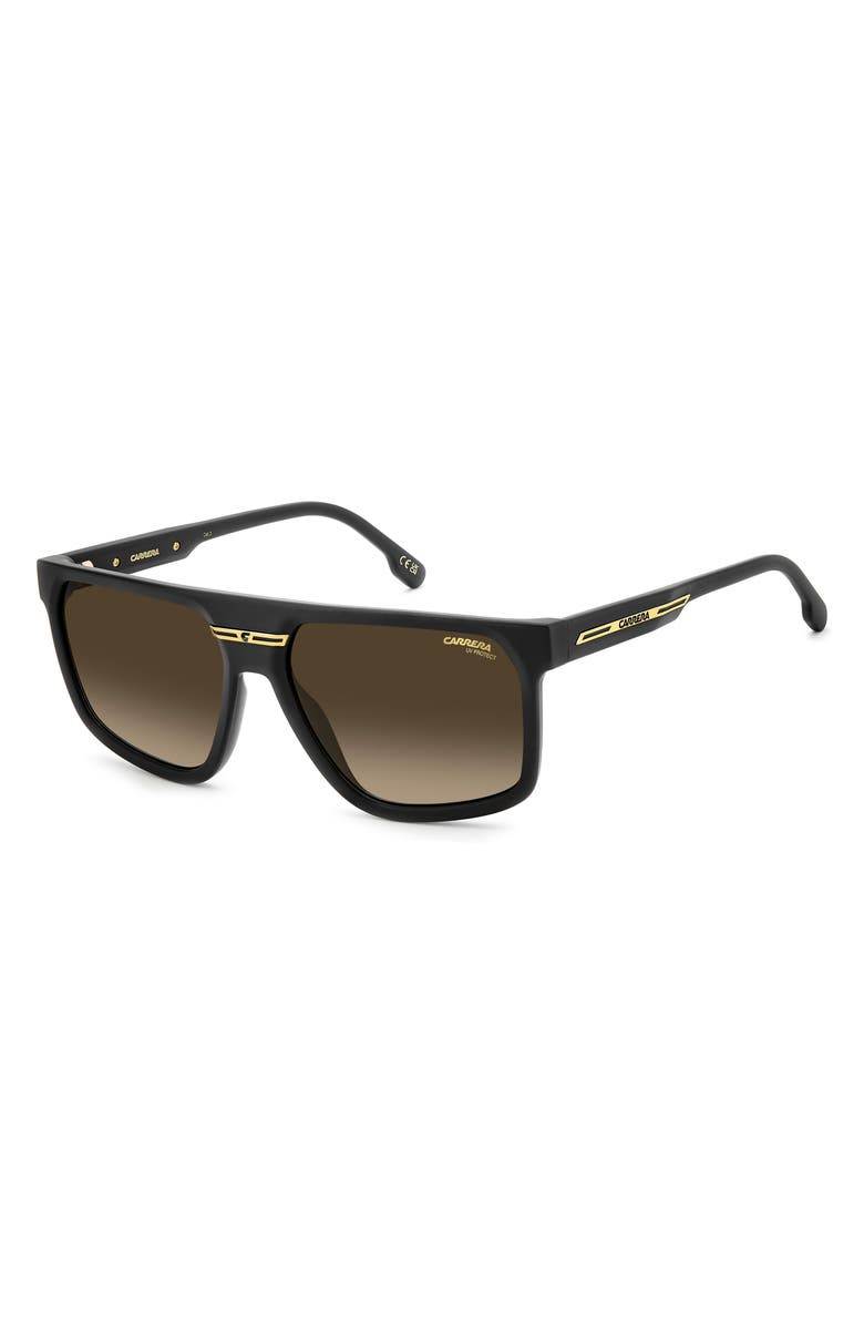 Carrera Eyewear Victory C 60mm Square Flat Top Sunglasses, Alternate, color, Matte Black/ Brown Green