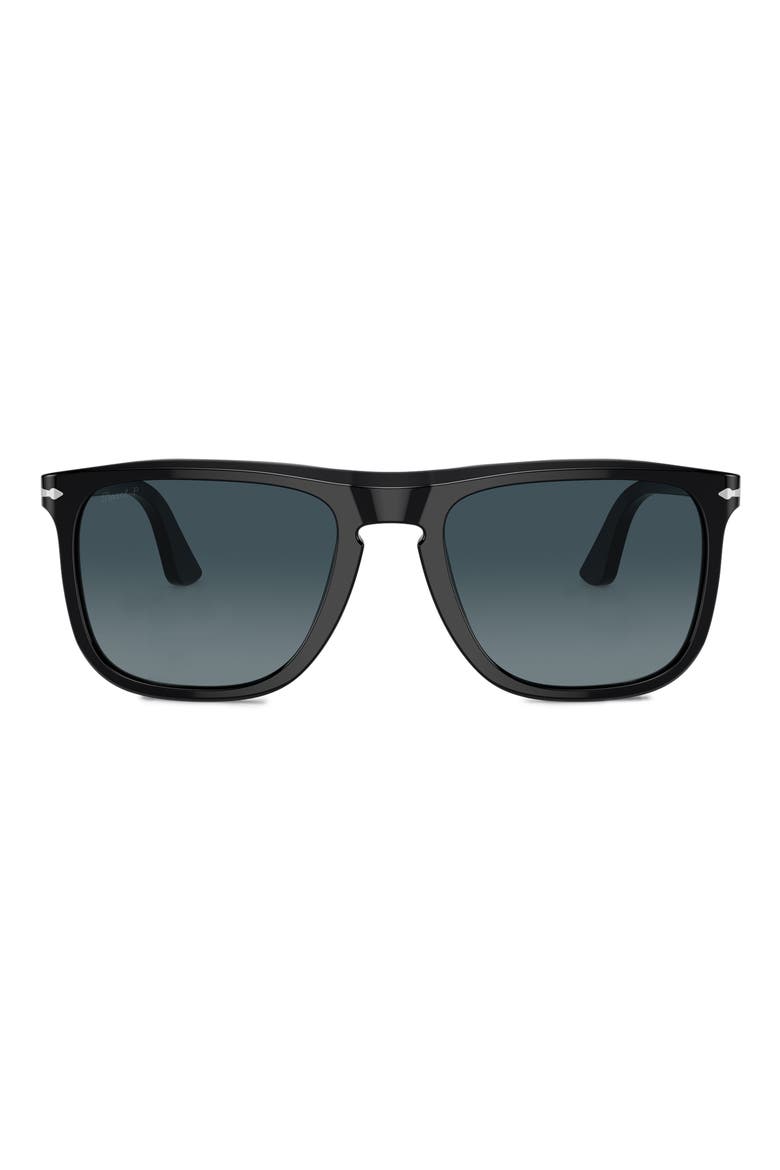 57mm Polarized Pilot Sunglasses, Main, color, BLACK