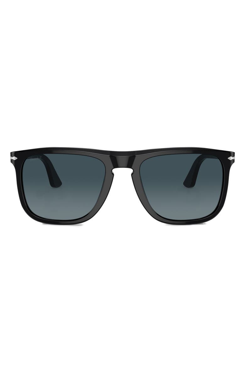 Persol 57mm Polarized Pilot Sunglasses, Main, color, Black