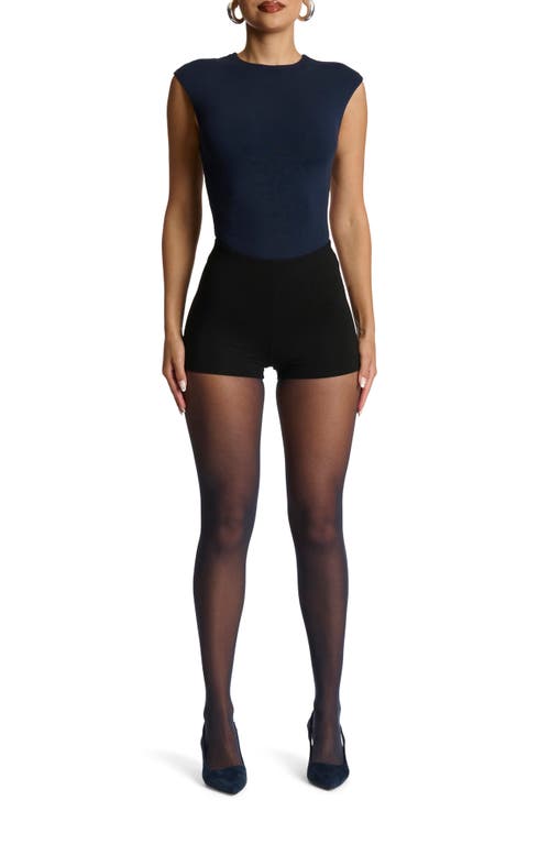Naked Wardrobe Cap Sleeve Bodysuit In Navy