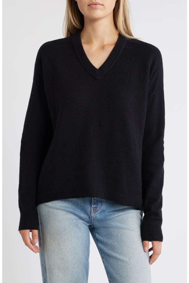V-Neck Sweater, Main, color, BLACK