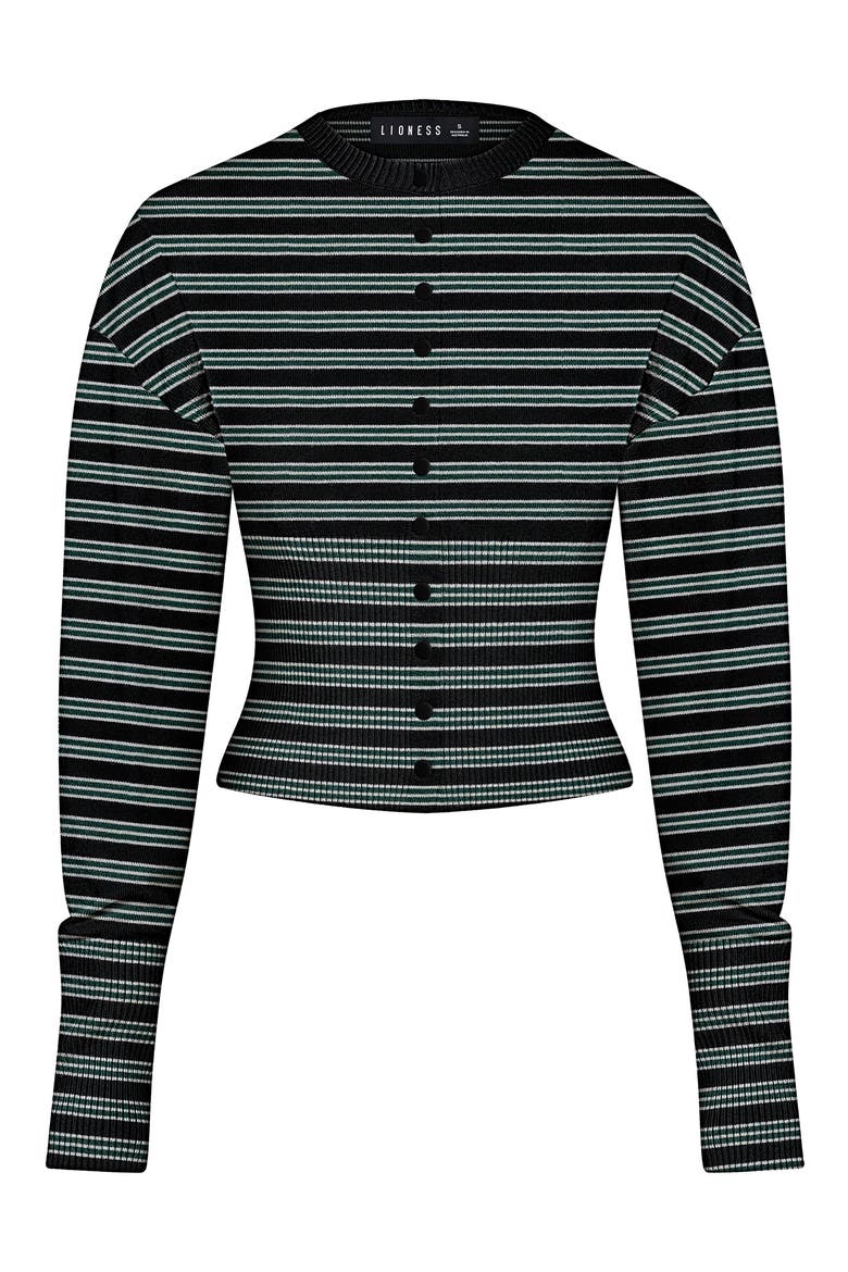 Head in the Clouds Stripe Cardigan, Alternate, color, ONYX MOSS