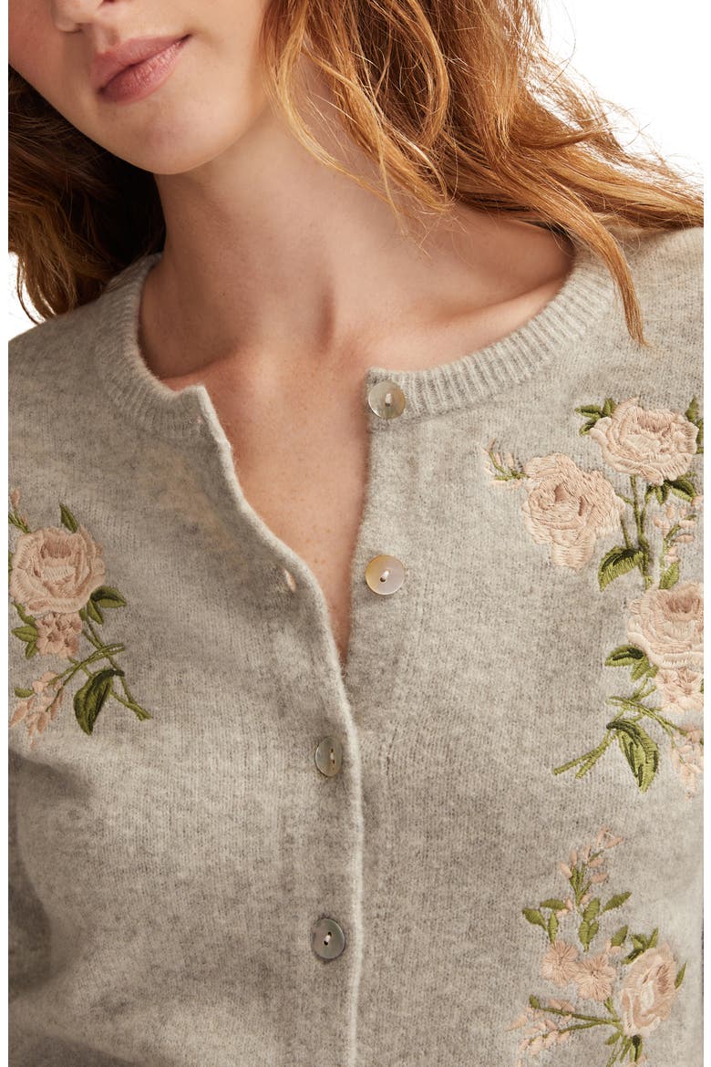 Cloud Soft Embroidered Cardigan, Alternate, color, LIGHT HEATHER GREY