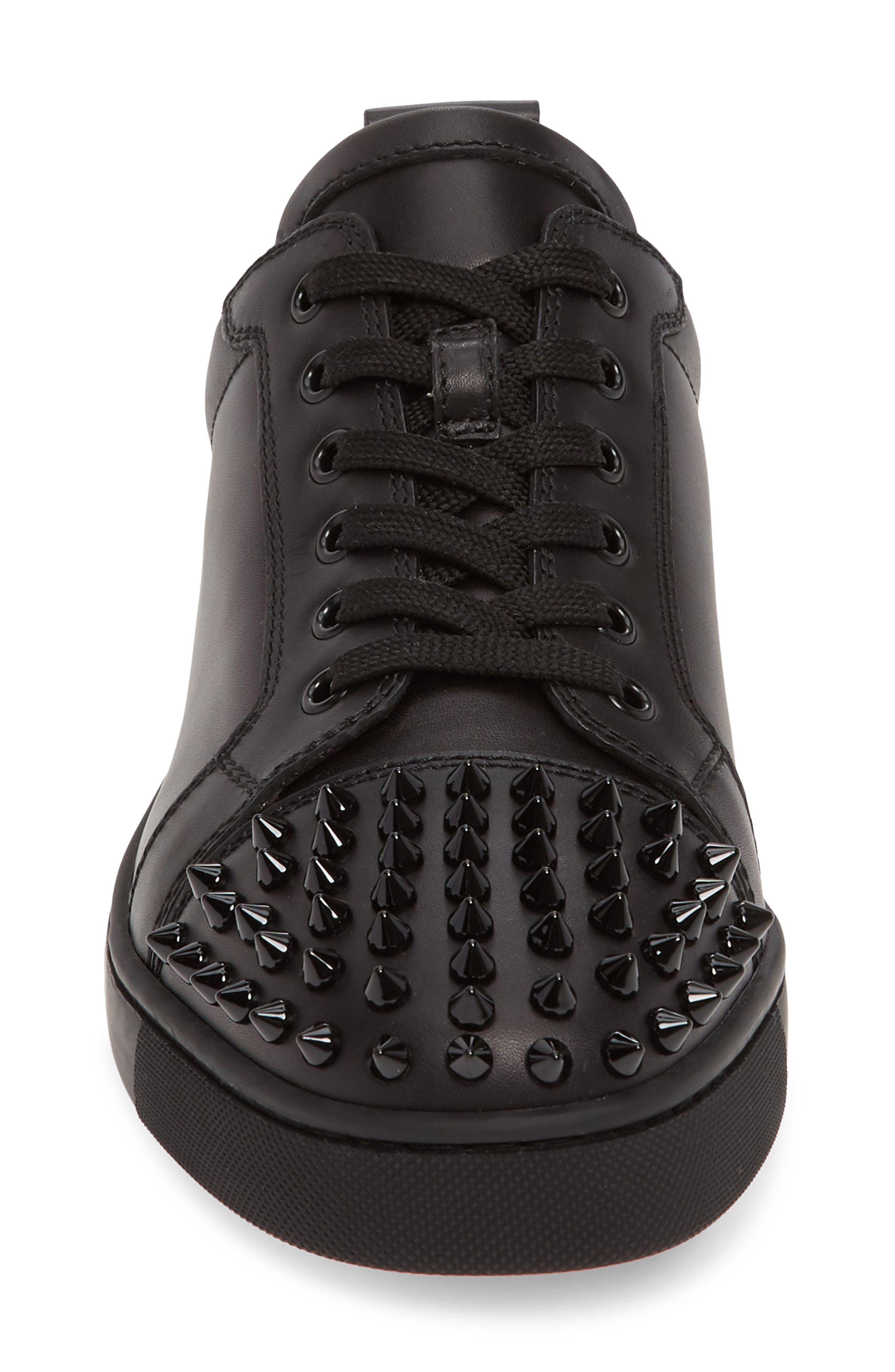 Christian Louboutin Louis Junior Spikes Sneaker, Alternate, color, Black/ Black