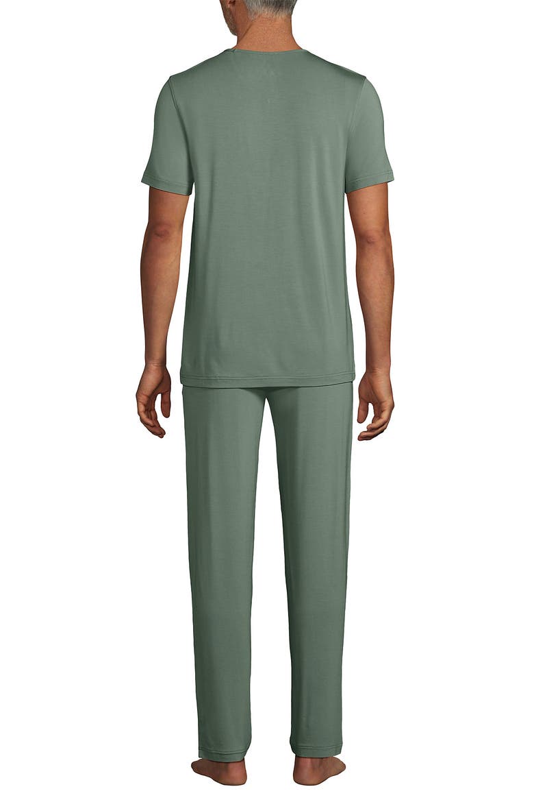 Short Sleeve Cooling Knit V-Neck Pajama Set, Alternate, color, Lily Pad Green