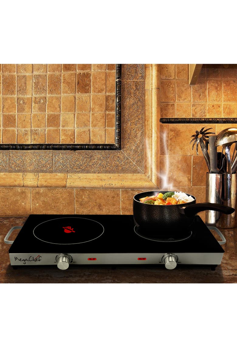 Megachef Ceramic Infrared Double Electric Cooktop, Alternate, color, Black