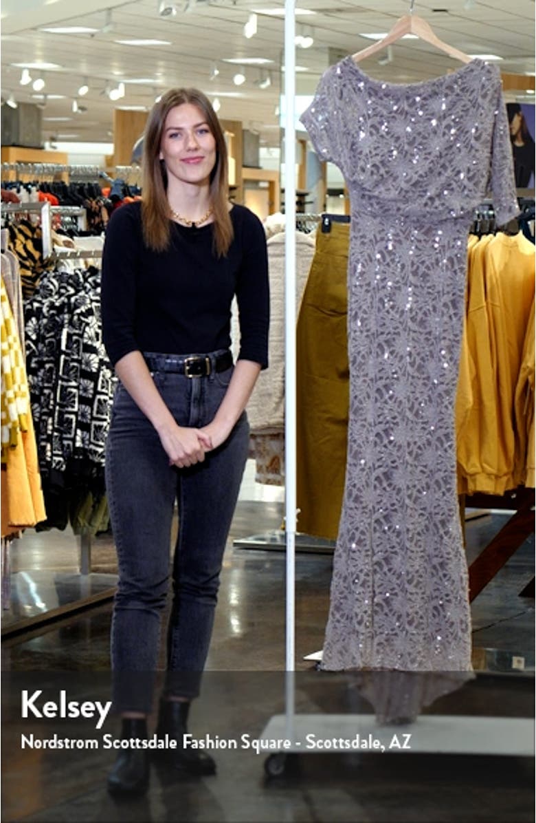 One-Shoulder Sequin Lace Gown, sales video thumbnail