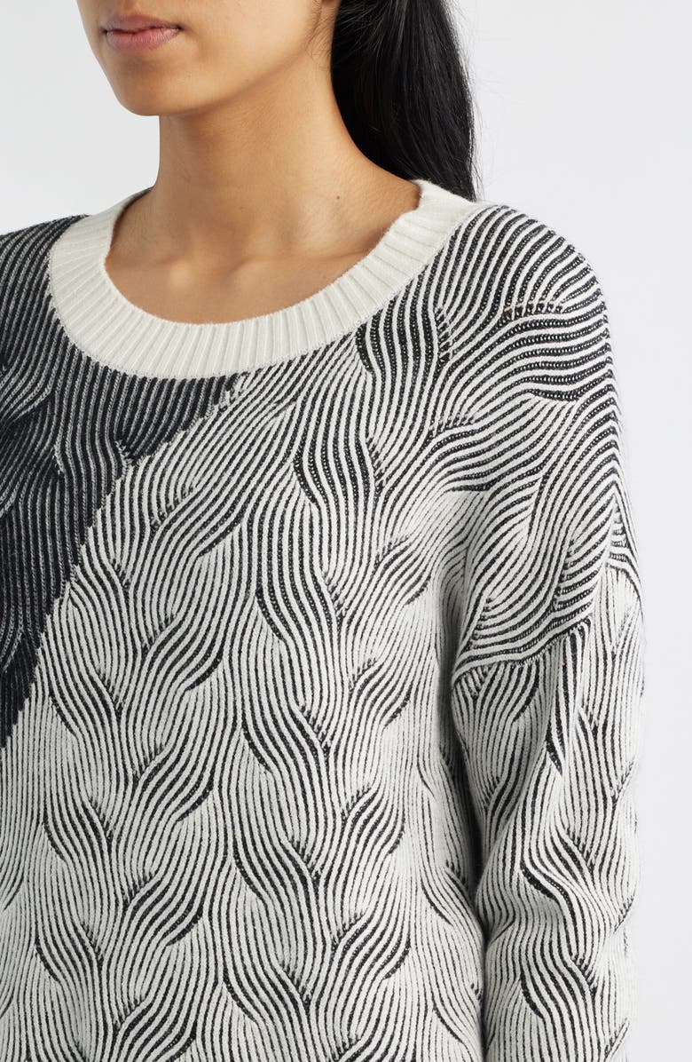 Bobeau Colorblock Scoop Neck Sweater, Alternate, color, Cream/ Black