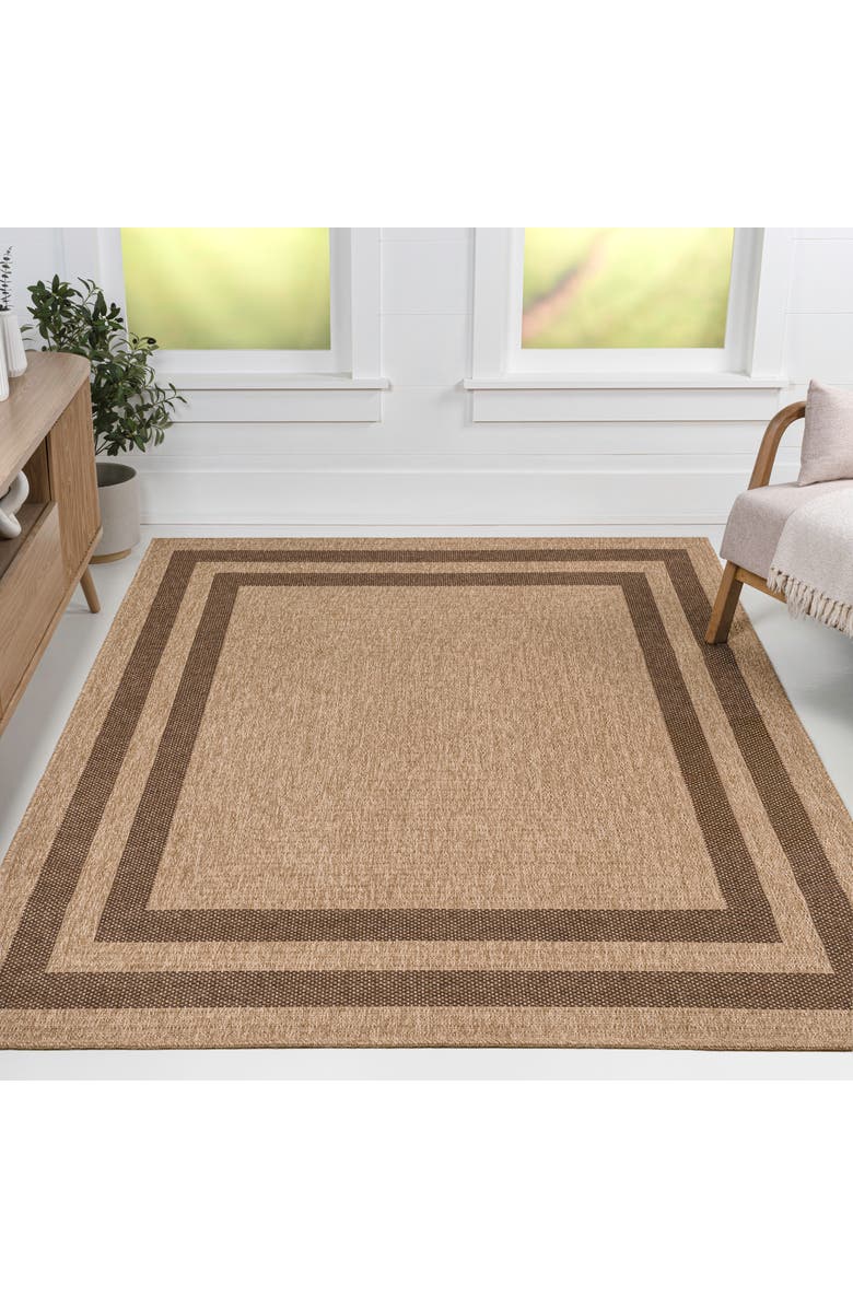 JONATHAN Y Frenzy Easy Jute Minimalist Boho Inset Border Indoor/Outdoor Area Rug, Alternate, color, Natural/Brown